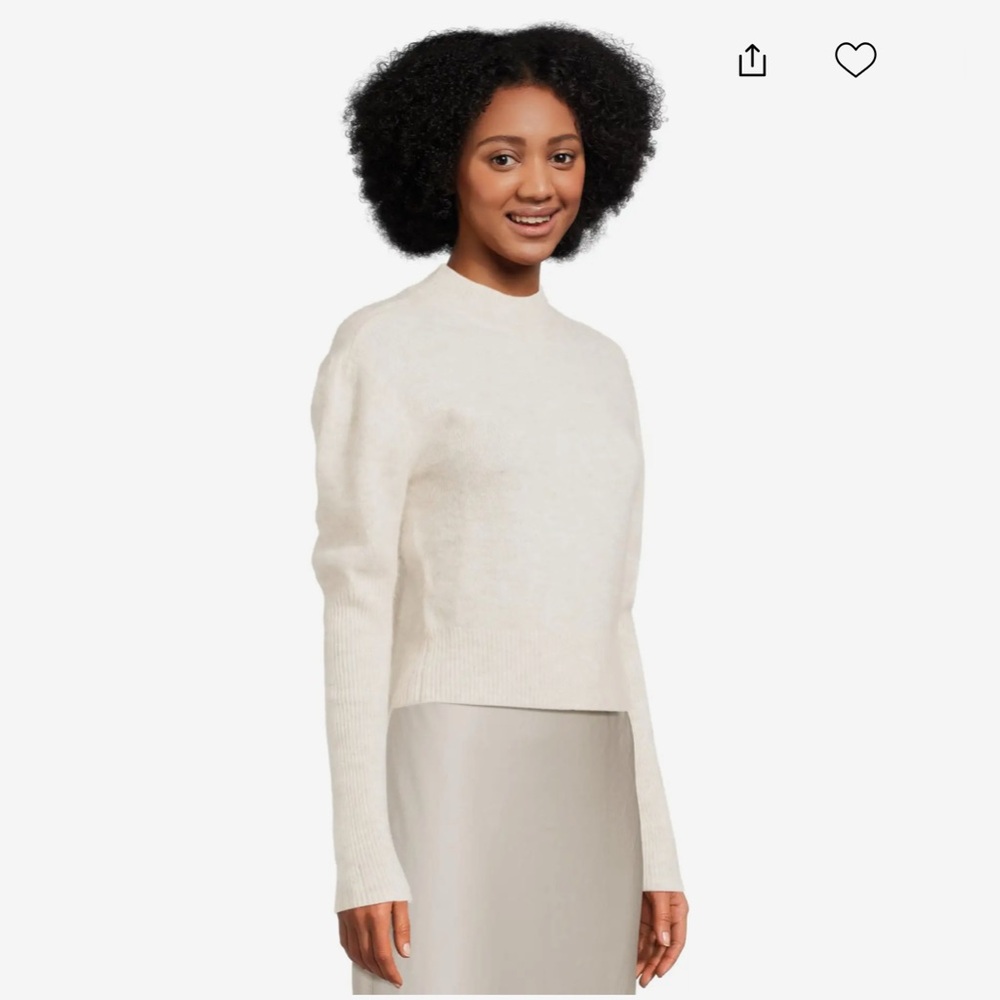 Madewell Lightweight Warm&Soft Cream Alpaca Juliette Puff Sleeve Sweater XL NWT